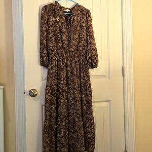 Blu Pepper Brown Floral Midi Dress